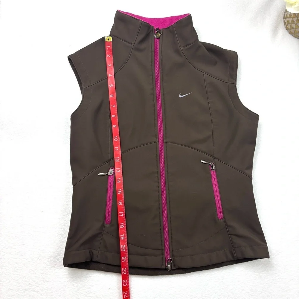 Nike Brown/Pink‎ Fleece Sleeveless Athletic Running Zipper Vest Sweatshirt (M)